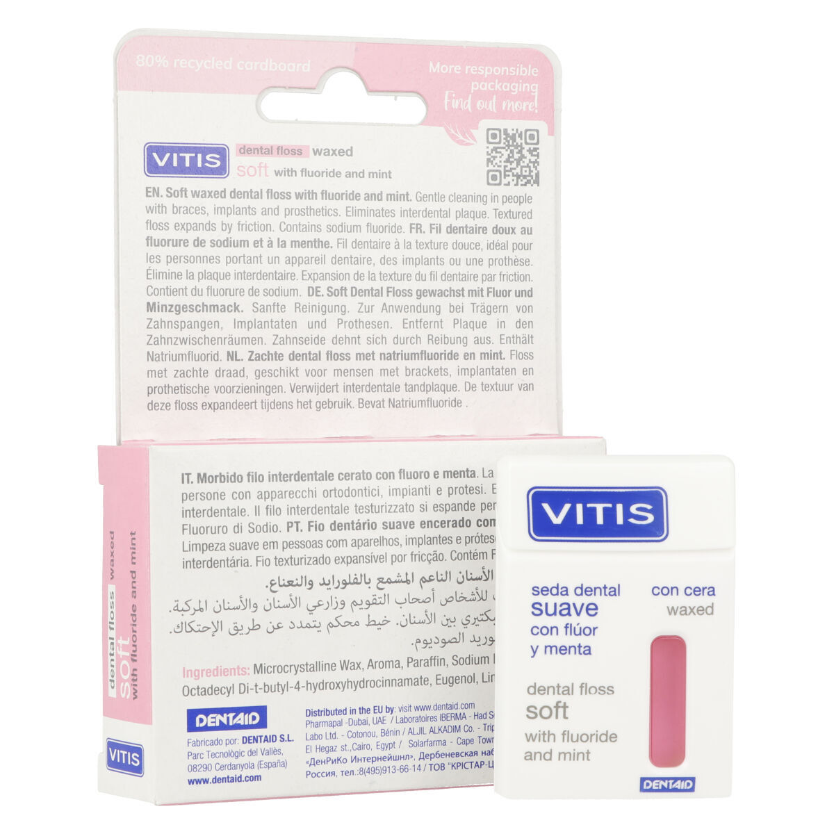 Vitis® Floss expanding soft waxed with fluoride (pink) - mint
