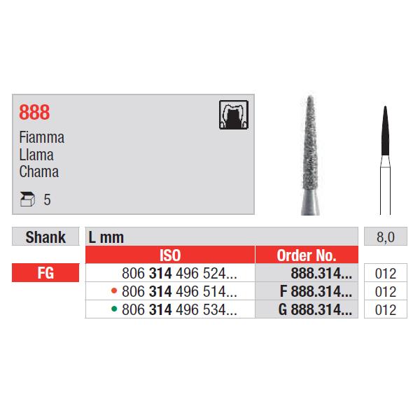 Edenta fraise diamantée conique arrondie avec guide FG F 998.314.016 9 mm