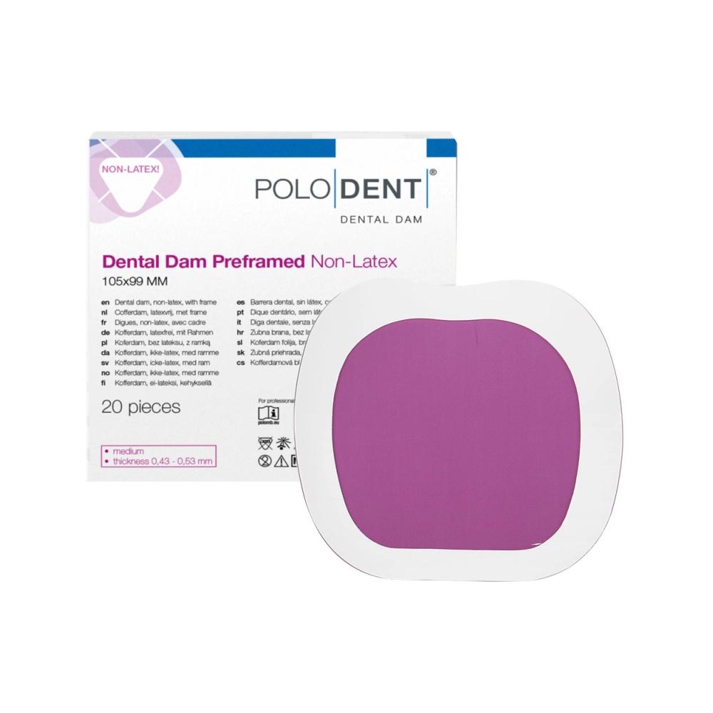 PoloDent Digue dentaire pré-encadrée sans latex moyenne 20 pcs