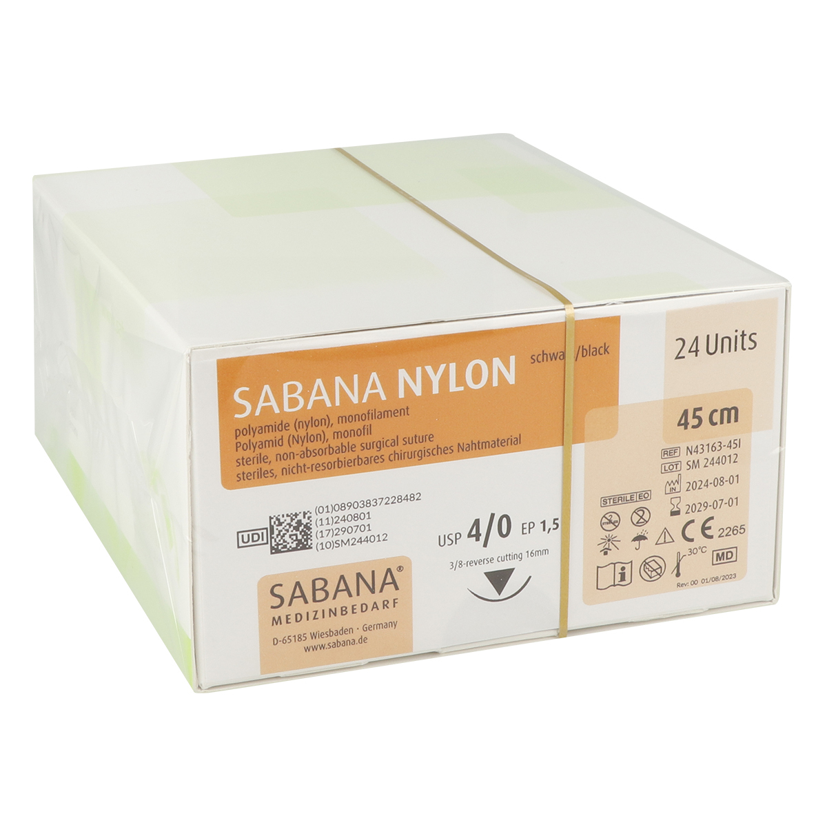 Sabana Nylon fil de suture DS-19 USP 4-0 triangulaire - 45 cm