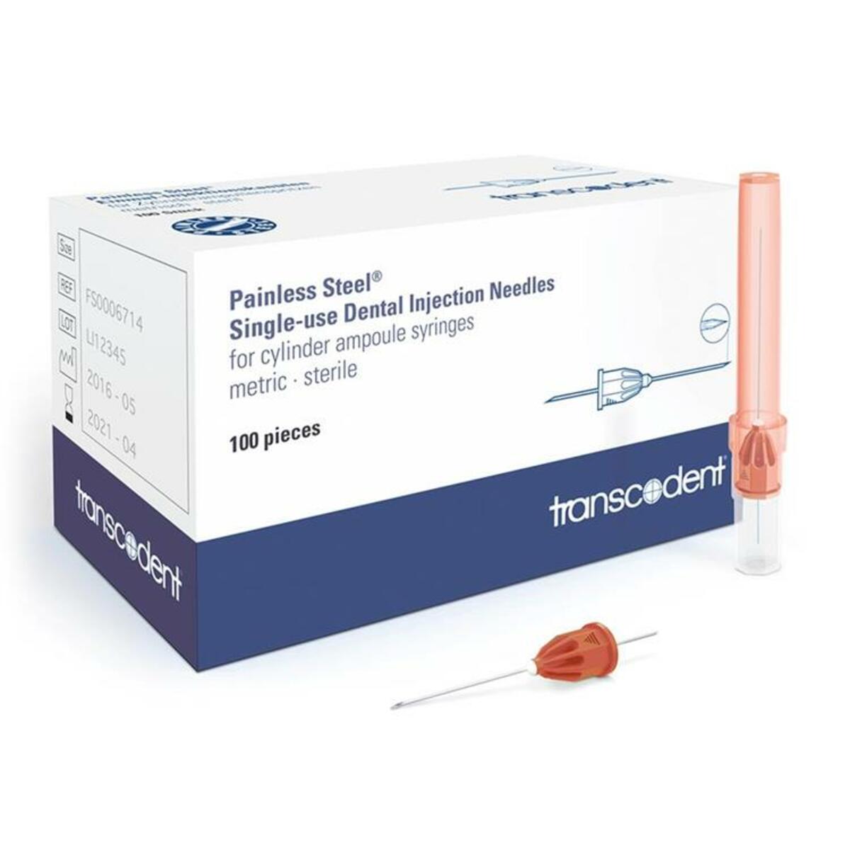 Painless Steel® Single Use Dental Injection Needles 25G Ø0,5mm (rood) - 42mm