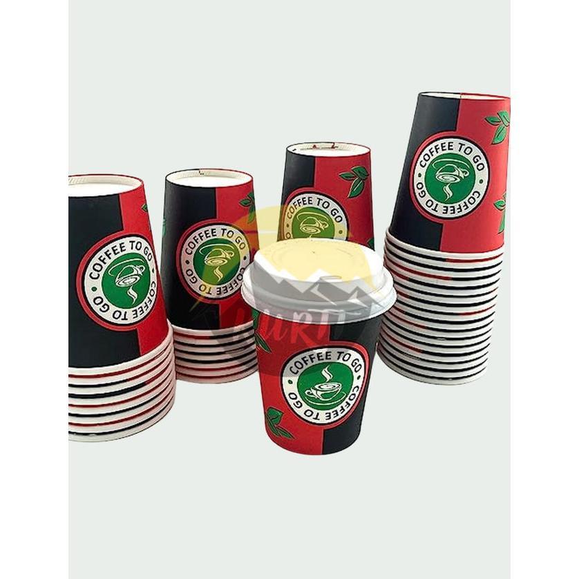 KURTT gobelets à café To Go rouge avec couvercle PP 200 ml / 8 oz (500 pcs)