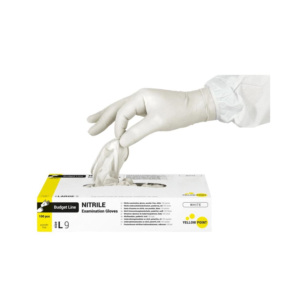 Yellow Point Budget Line Gants Nitrile non poudrés blanc large 100 pcs