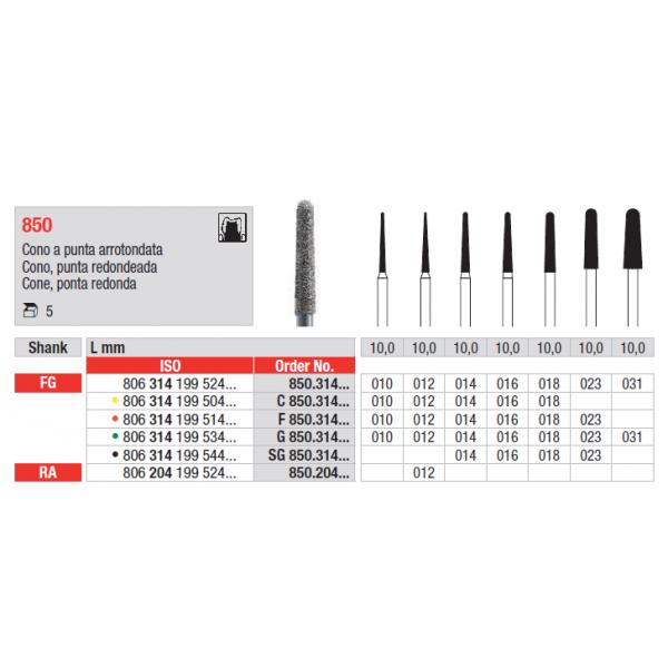 Edenta Diamantboor Taper bolle punt FG SG 850.314.023 10 mm