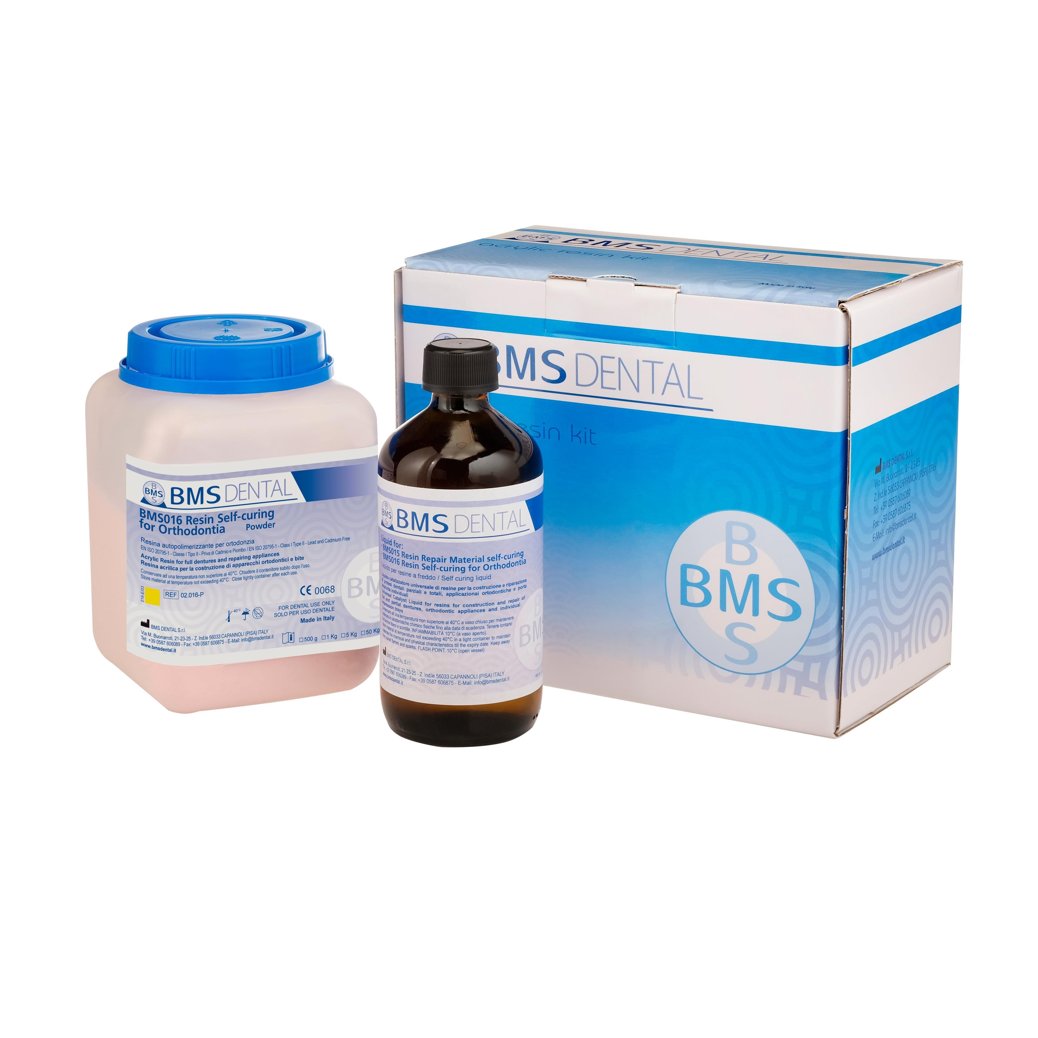 BMS Dental résine orthodontique autopolymérisable (500 g poudre + 250 ml liquide)