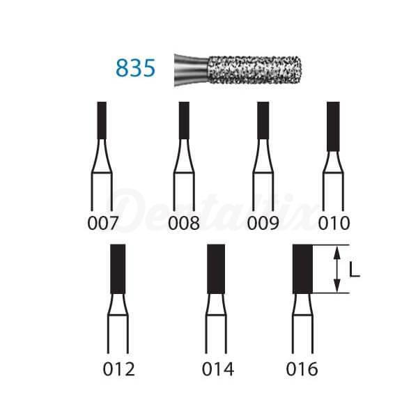 Fraise diamantée cylindrique plate courte 835 pour FG (5 pcs)