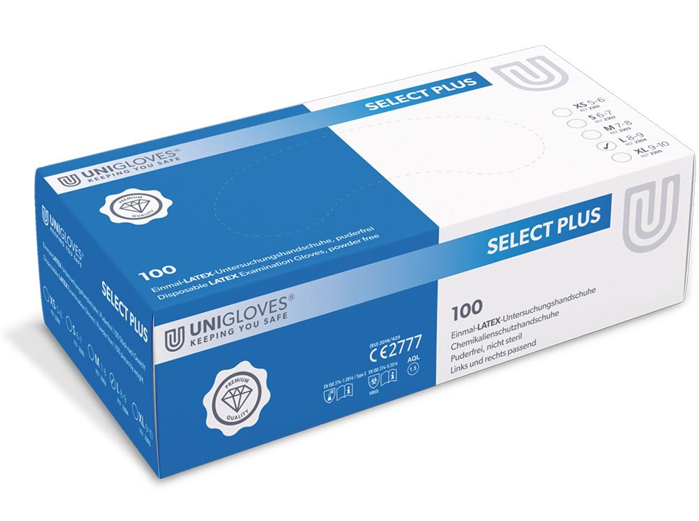 Unigloves® Select Plus gants d'examen non poudrés latex - M (7-8)