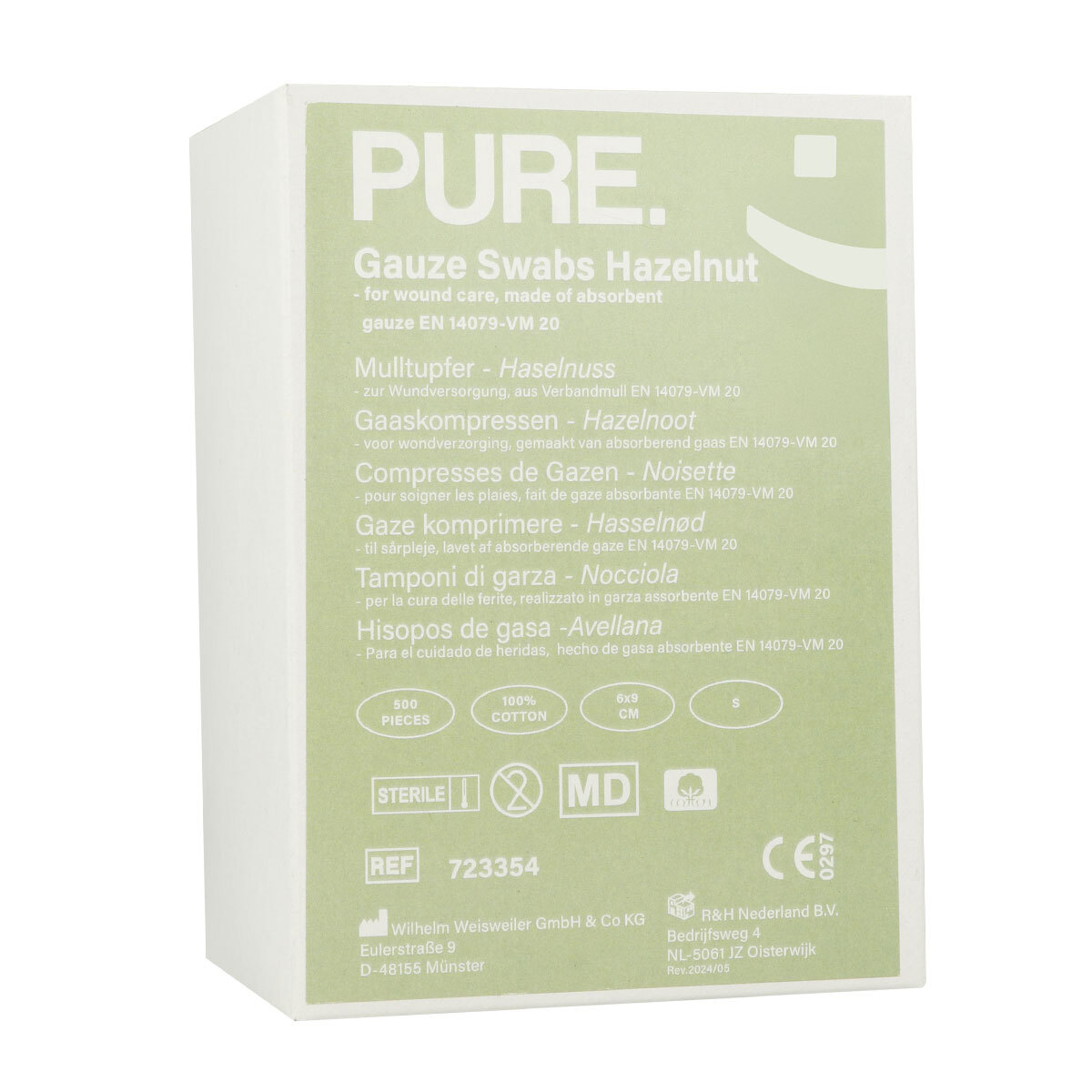 PURE Compresses de gaze stériles - noisette (S) 6x9cm