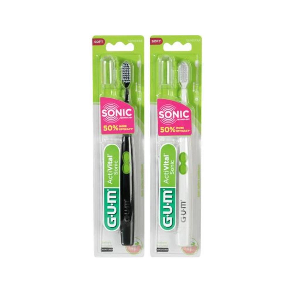 GUM SONIC Daily Batterie Brosse à dents noir 4 pcs