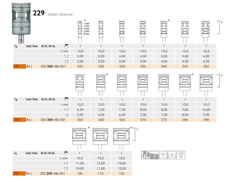 229 instrument en acier chirurgical