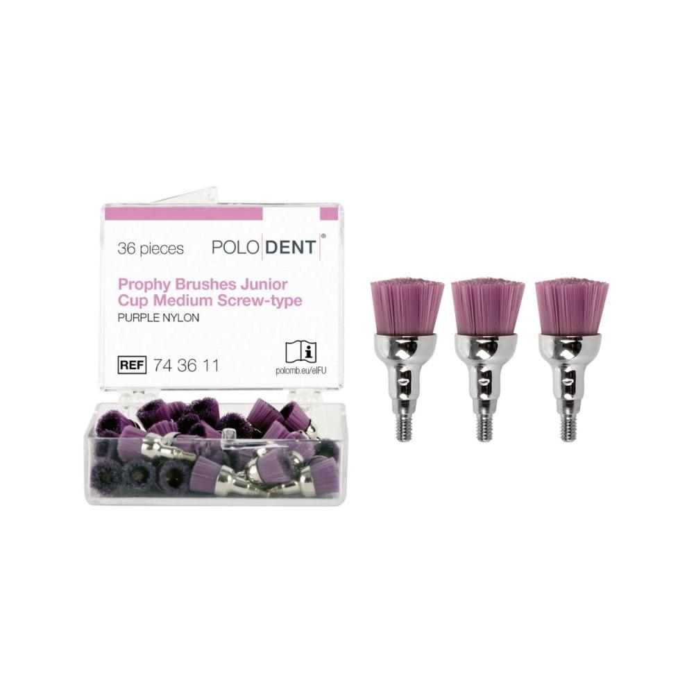 PoloDent Brossettes à polir cupule Junior violet medium Screw-type 36 pcs