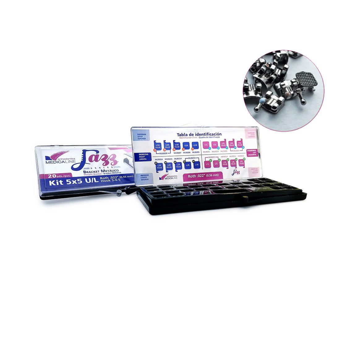 KIT BRACKETS METAL ROTH .022 (20 unités)