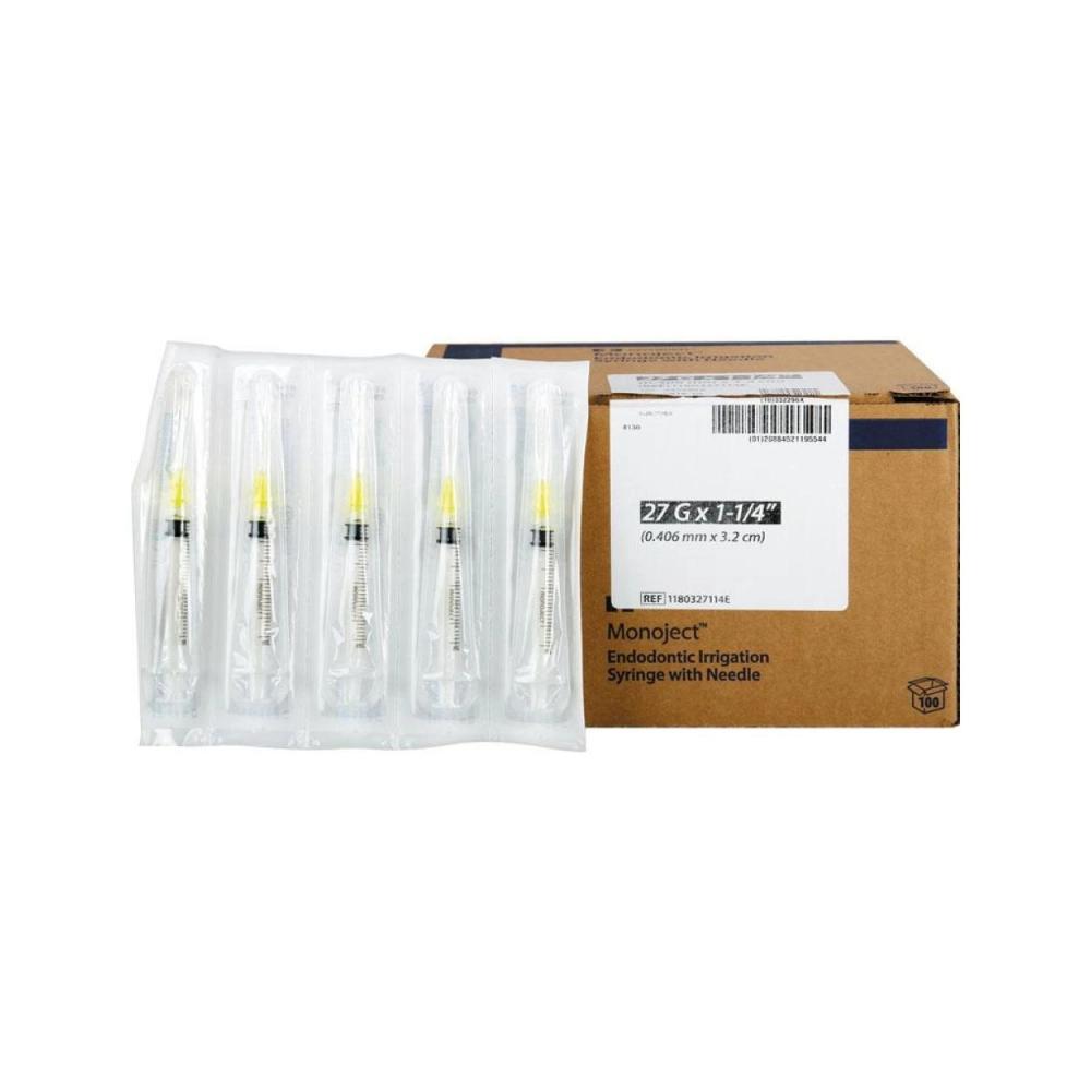 Monoject™ 3ml Seringue d'irrigation endodontique avec aiguille - 27G