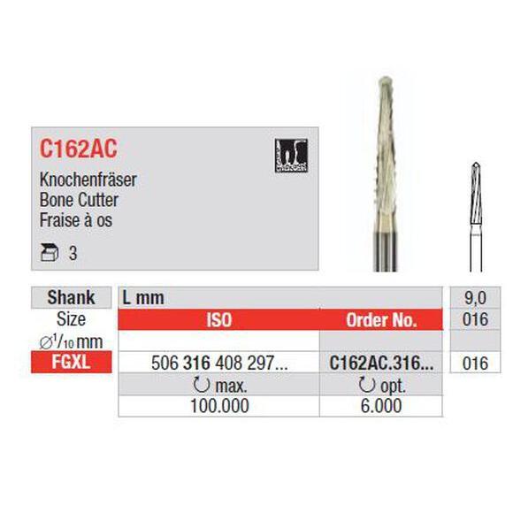 Edenta fraise à os C162AC.316.016 FG XL 9 mm ZrN (3 pcs)