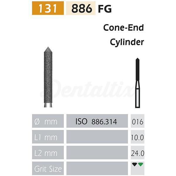 Fraise diamantée 886 FG cylindrique pointue (5 pcs)