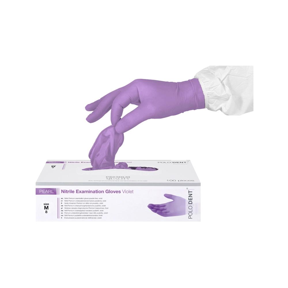 PoloDent Pearl nitrile non poudrés violett medium 100 pcs