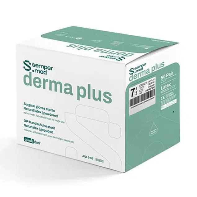 Gants chirurgicaux stériles en latex poudrés Sempermed Derma+ Plus (50 pcs)