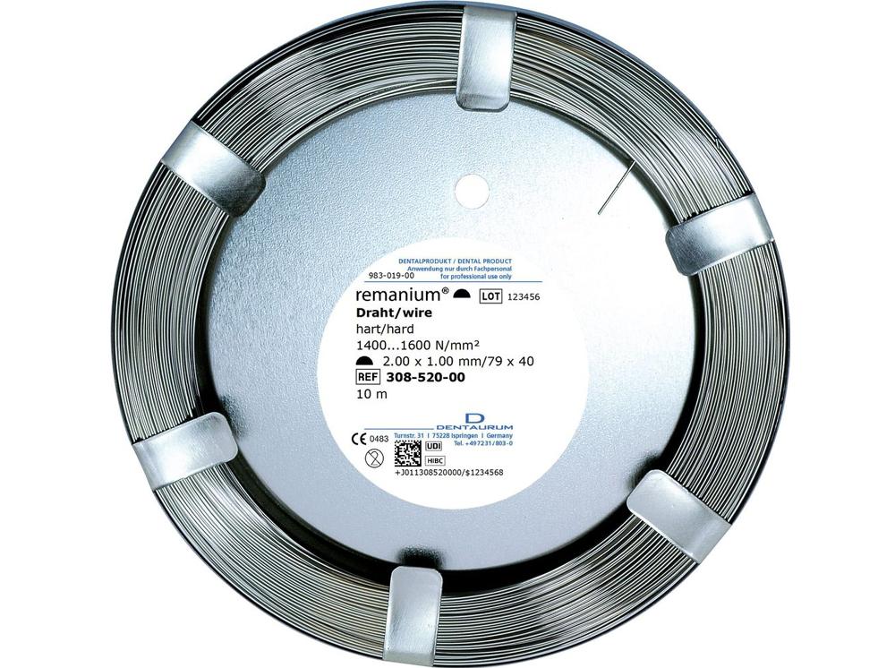 Fil en rouleau remanium®, demi-rond 2,00 mm x 1,00 mm / 69 x 36, dur