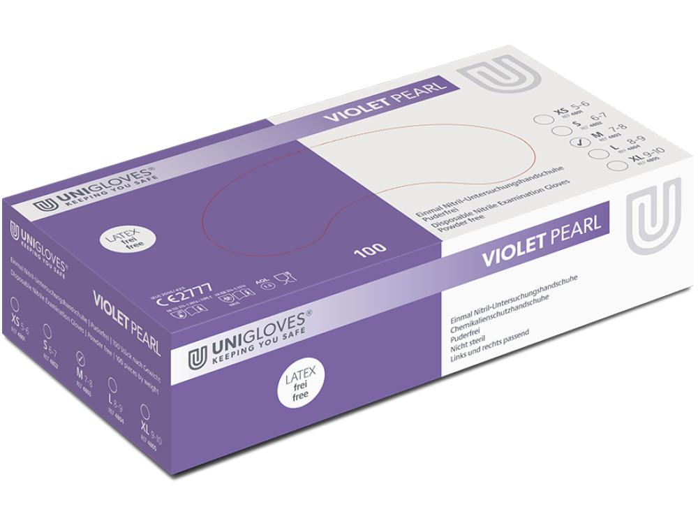 Unigloves® Violet Pearl gants d'examen en nitrile non poudrés violet - XS (5-6)