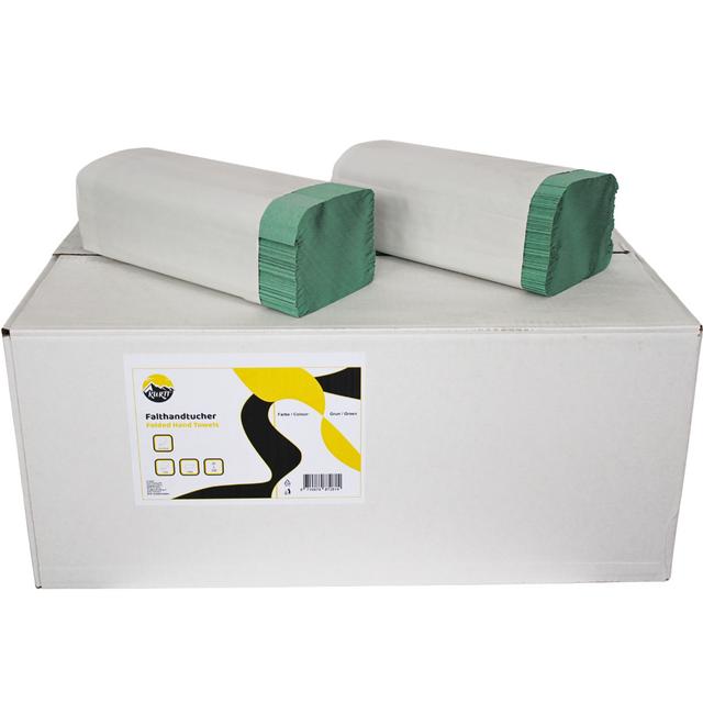 KURTT essuie-mains papier vert 1 pli 25 x 23 cm pliage Z (5000 pcs)