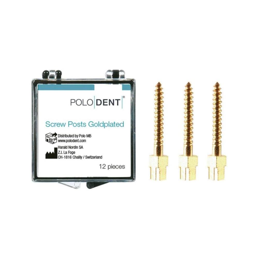 PoloDent Screw Posts goldplated L-2 12x1,20 mm 12 stuks