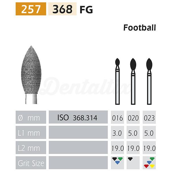 Fraises diamantées 368 FG en forme de ballon de rugby (5 pièces)