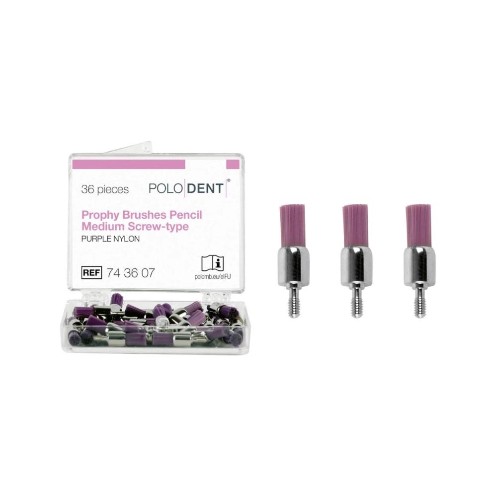 PoloDent Brossettes à polir pinceau violet medium Screw-type 36 pcs