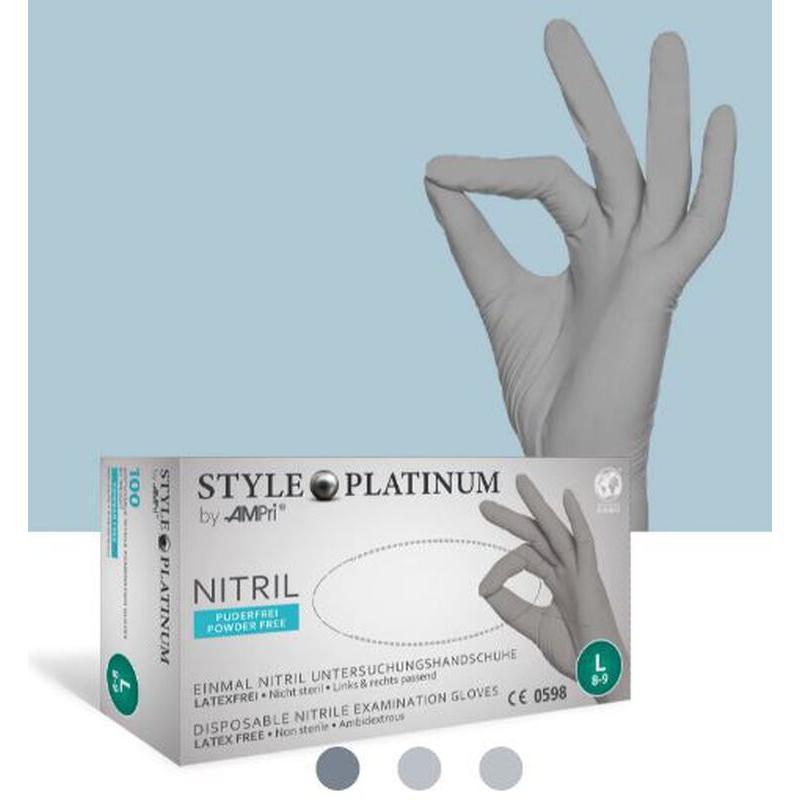 Med-Comfort Style Platinum gants nitrile non poudrés gris argent (100 pcs)