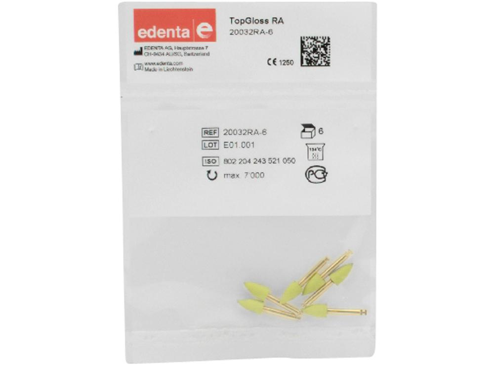 Edenta TopGloss pointes à polir CA 10,0mm Ø 0,50 (flamme) - jaune