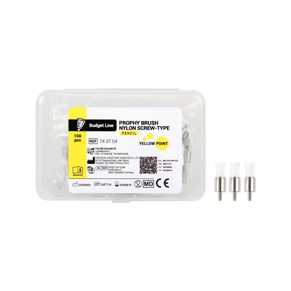 Yellow Point Budget Line Brossettes à polir pinceau blanc nylon Screw-type 100 pcs