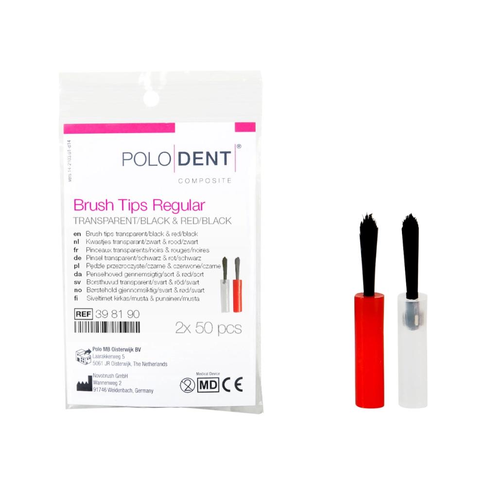 PoloDent Pinceaux transparents/noirs & rouges/noirs regular 2x 50 pcs