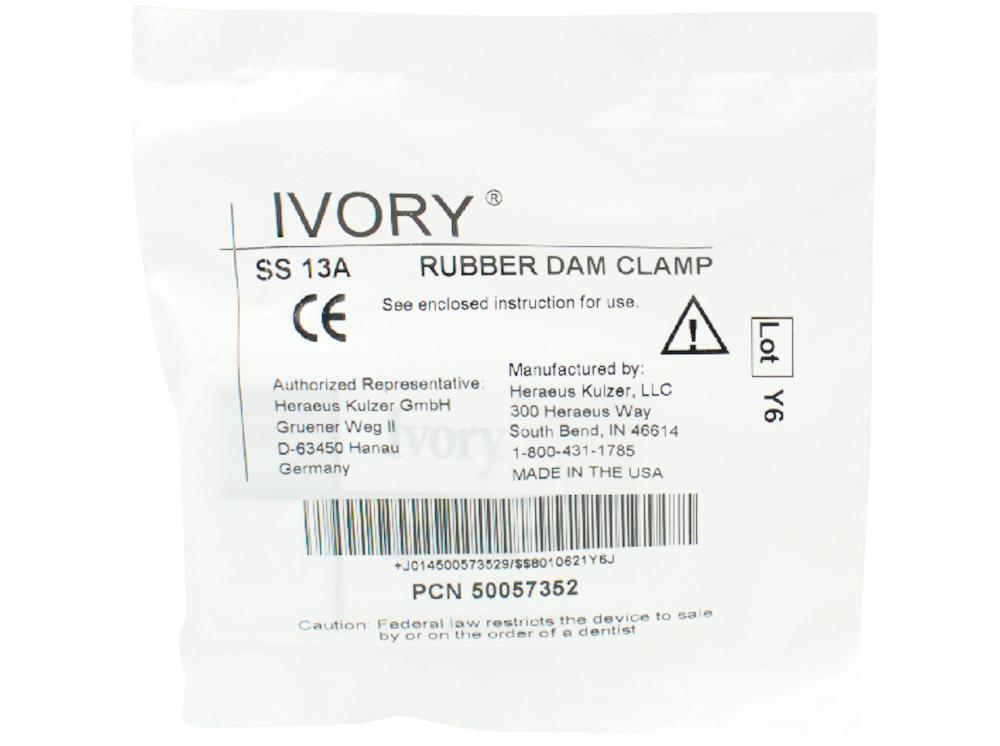 Crampon à digue Ivory n° 13A pc