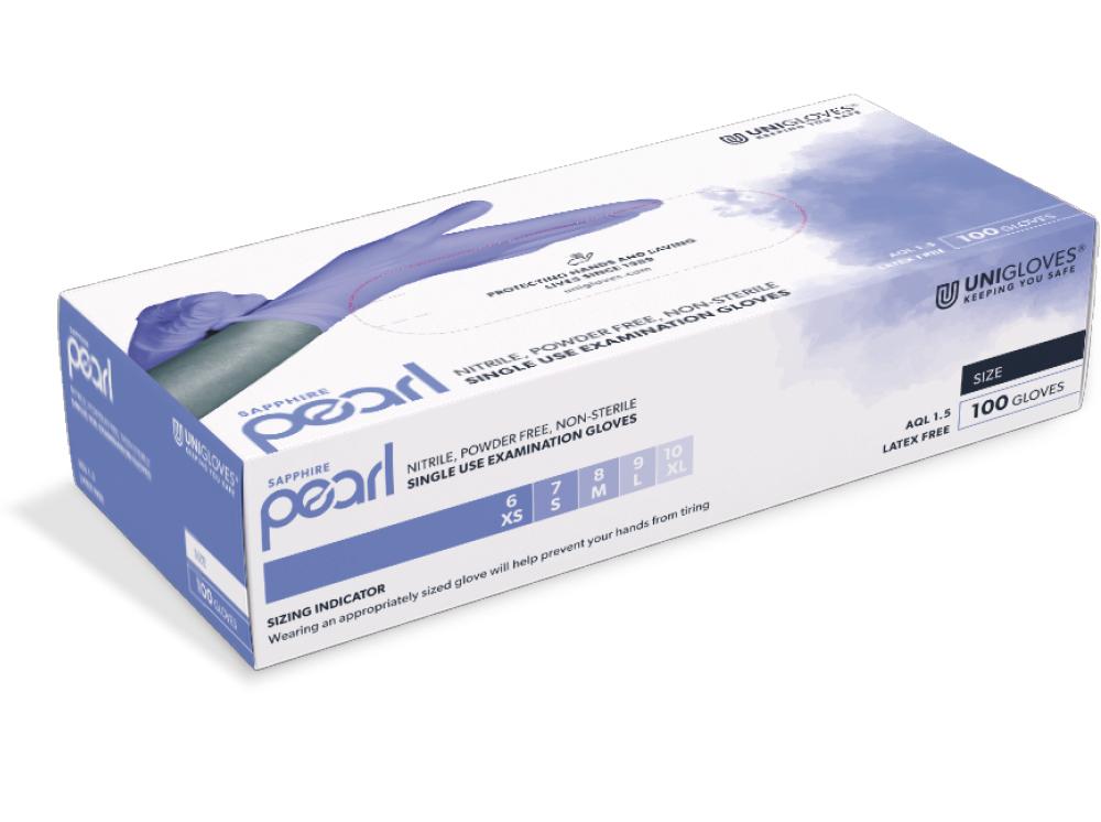 Unigloves® Sapphire Pearl gants d'examen en nitrile non poudrés lilas - XS (5-6)