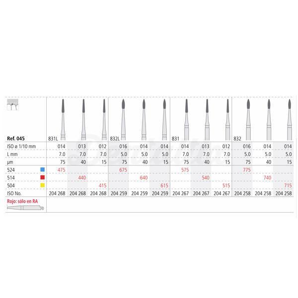 Fraise diamantée 831 CA paro. conique (3 pcs)