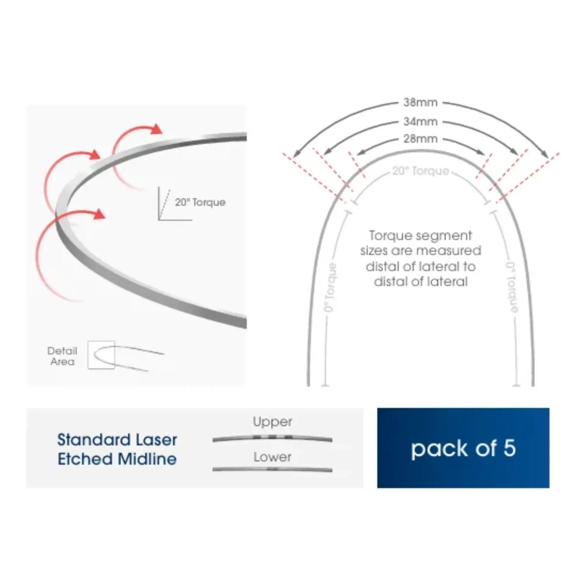 Arcs Pre-Torqué et préformé XPress™ SuperElastic Nickel Titanium Natural Form (5)