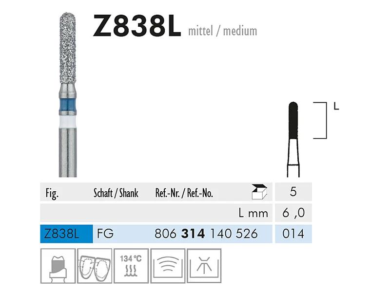 Z 838 L FG 014 instrument diamanté pour zirconium