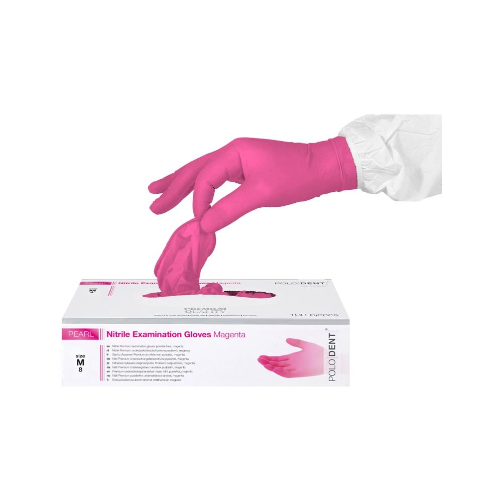 PoloDent Pearl nitrile non poudrés magenta medium 100 pcs