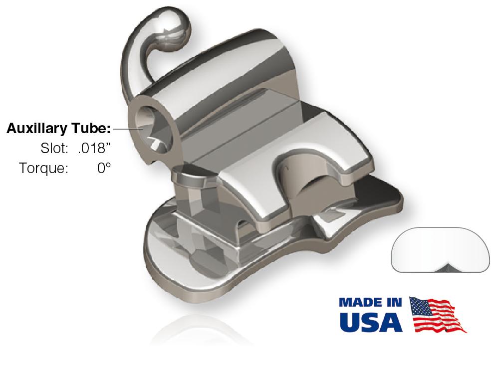 Bondable buccal tube, Double, conv. (tooth 36) MBT* .018" Torque -20°, Offset 0°