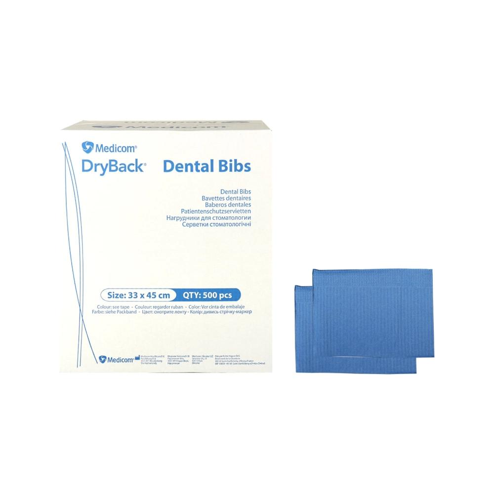 Medicom Dry-Back Dental Towels 3 couches 33x45,5 cm bleu foncé 500 pcs