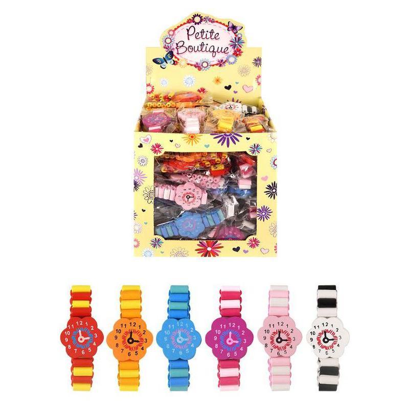 Kidspoint jouets montres en bois assorties 14 cm (24 pcs)