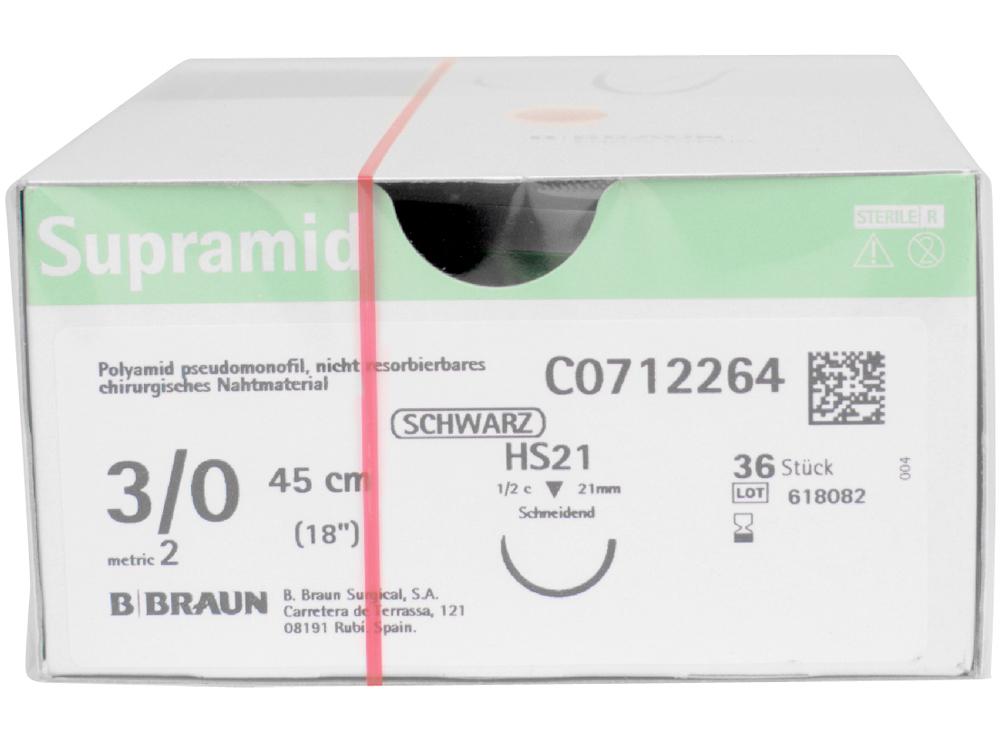 Supramide zwart HS21 3/0 45cm 3Dtz