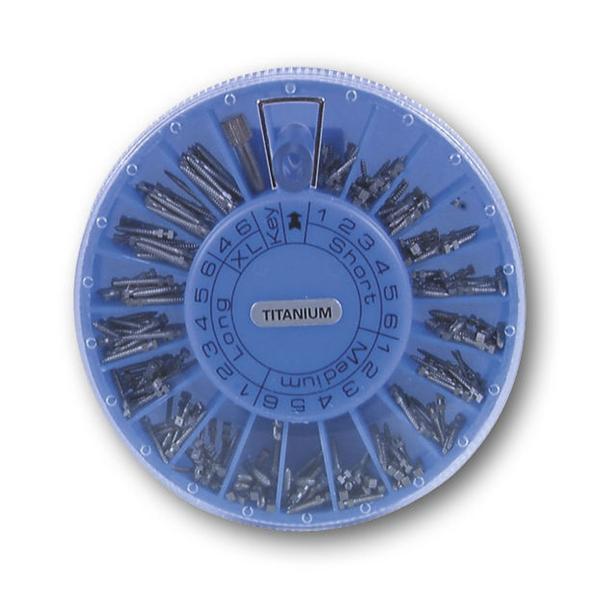 Screw Posts Titane Assortiment - 240 tenons titane, 1 clé creuse et 1 clé cruciforme