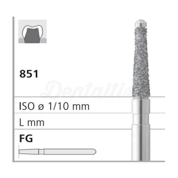 Fraise diamantée 851 FG conique pointe non revêtue (6 pcs)
