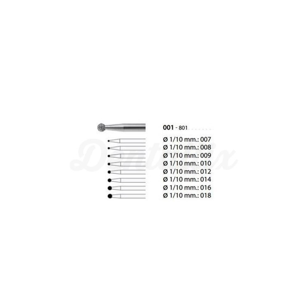 Fraise diamantée 801 pour FG ronde ou en forme de boule (5 pcs)