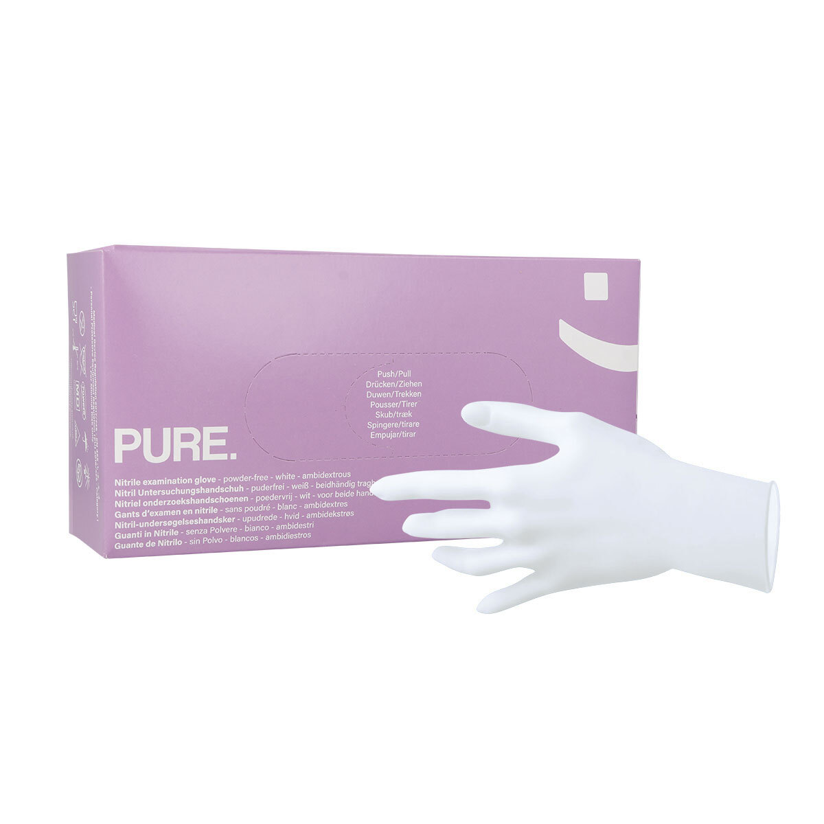 PURE Gants nitrile sans poudre blanc