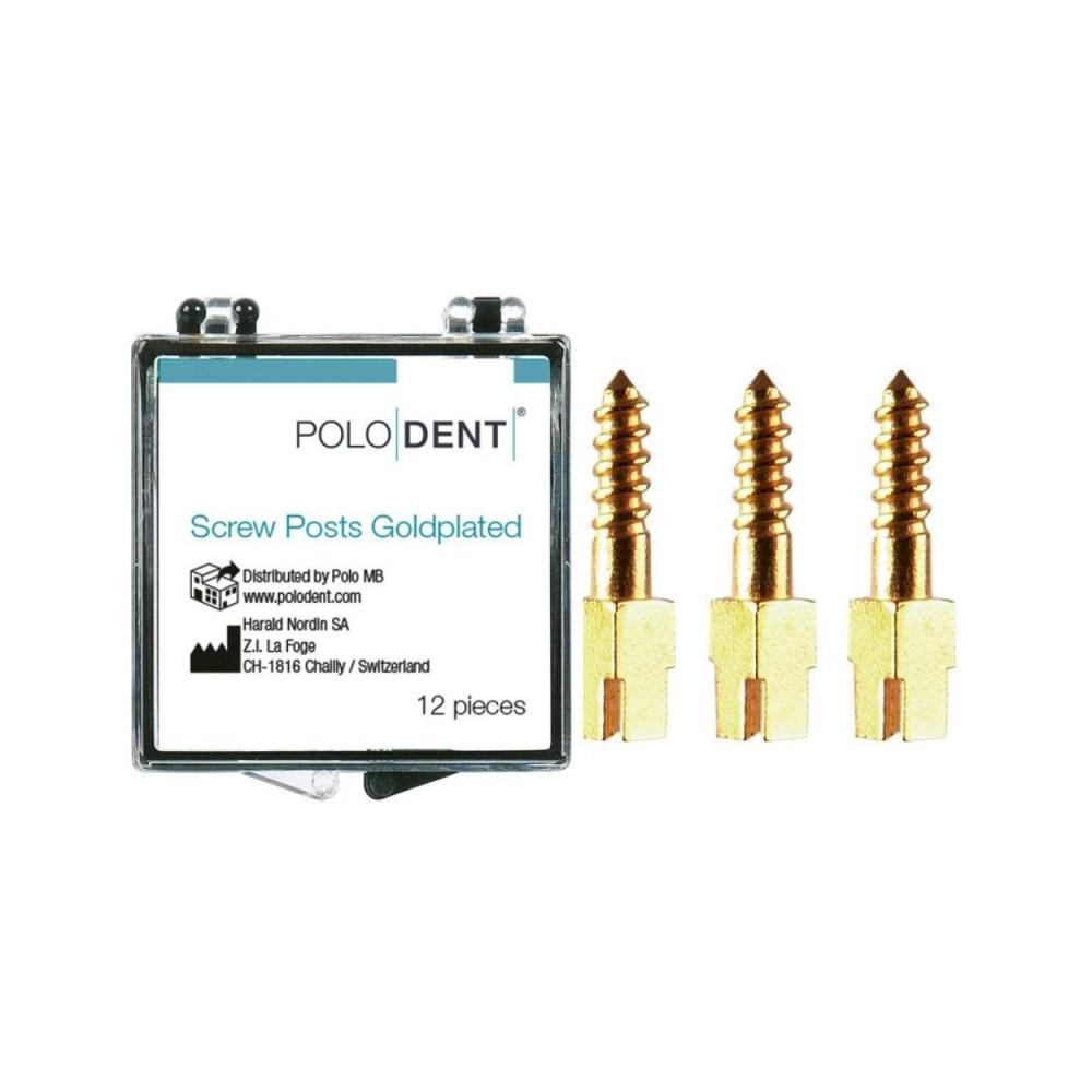 PoloDent Screw Posts goldplated S-3 8x1,35 mm 12 stuks