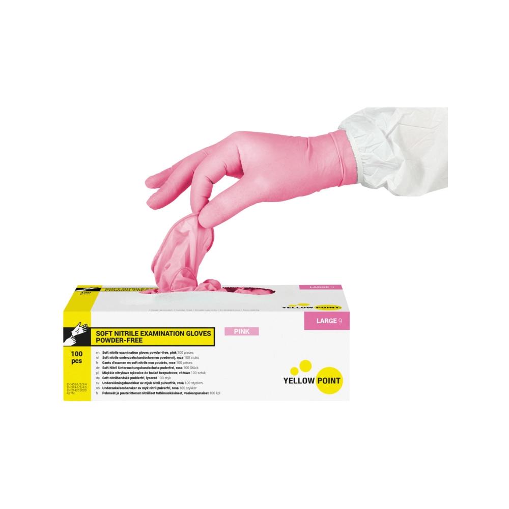 Yellow Point Handschoenen Soft Nitrile poedervrij roze large 100 stuks