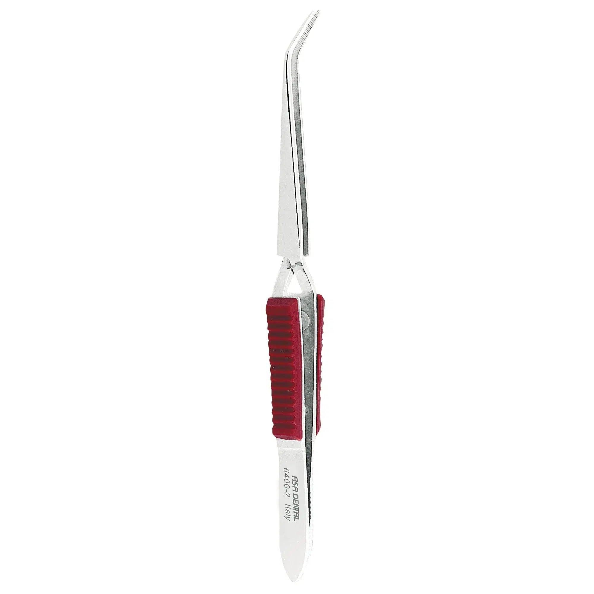 Précelle de laboratoire Asa Dental manche rouge #2 courbe (16 cm)