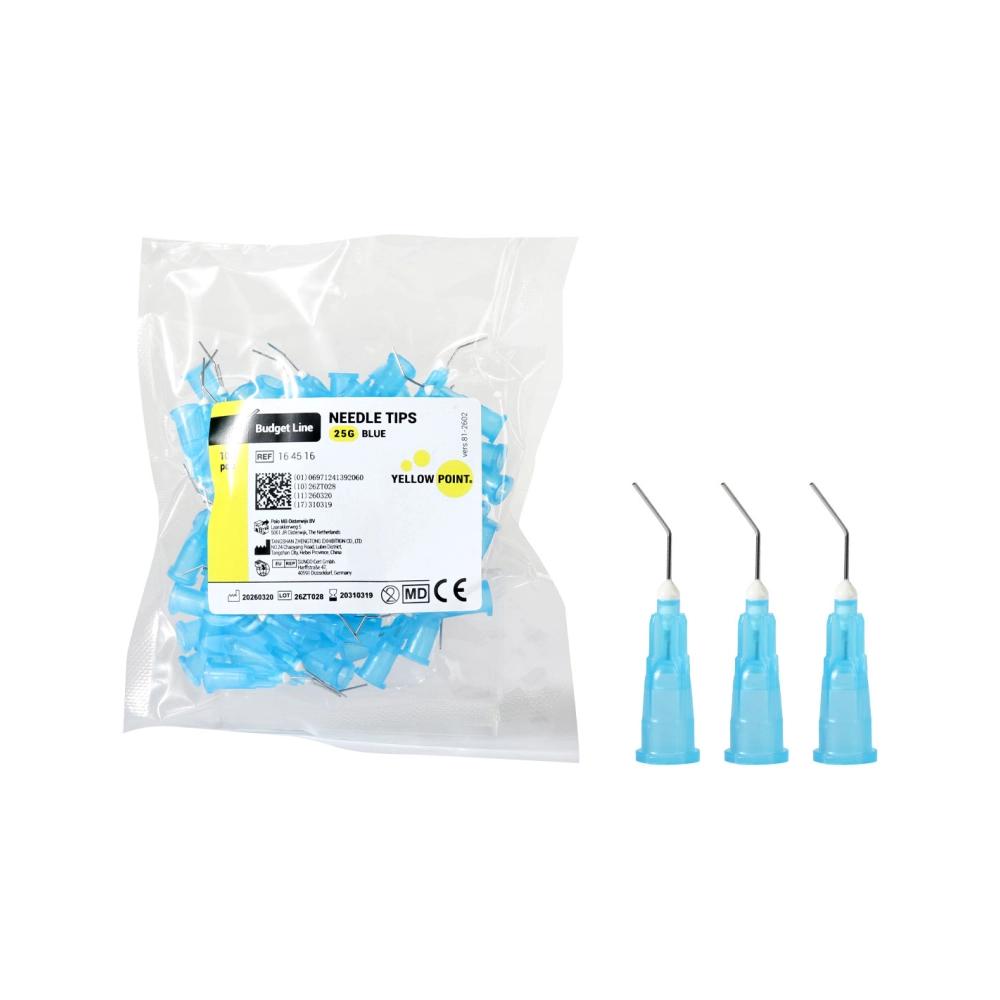 Yellow Point Budget Line Needle Tips 25ga bleu 100 pcs