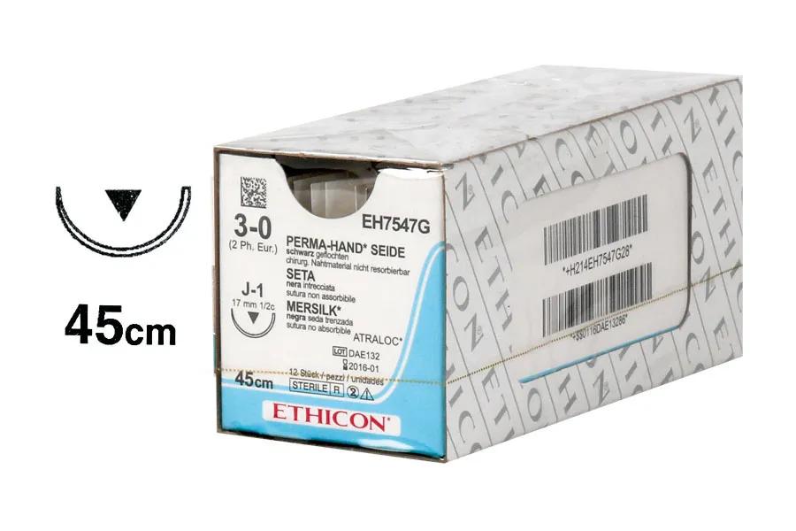 PERMAHAND® sutures soie 3-0 coupante 17mm J-1 - 36pces